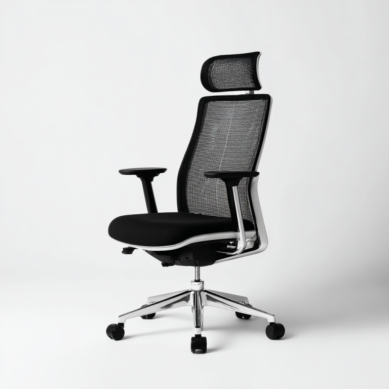 Silla de Oficina Ergonómica Alta – StmasteStyle – Respaldo Transpirable con Cabecera Ajustable y Base de Metal