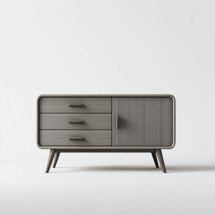 StmasteStyle Aparador Moderno de 3 Cajones y 1 Puerta – Color Gris Mate – Ideal para Salón o Dormitorio