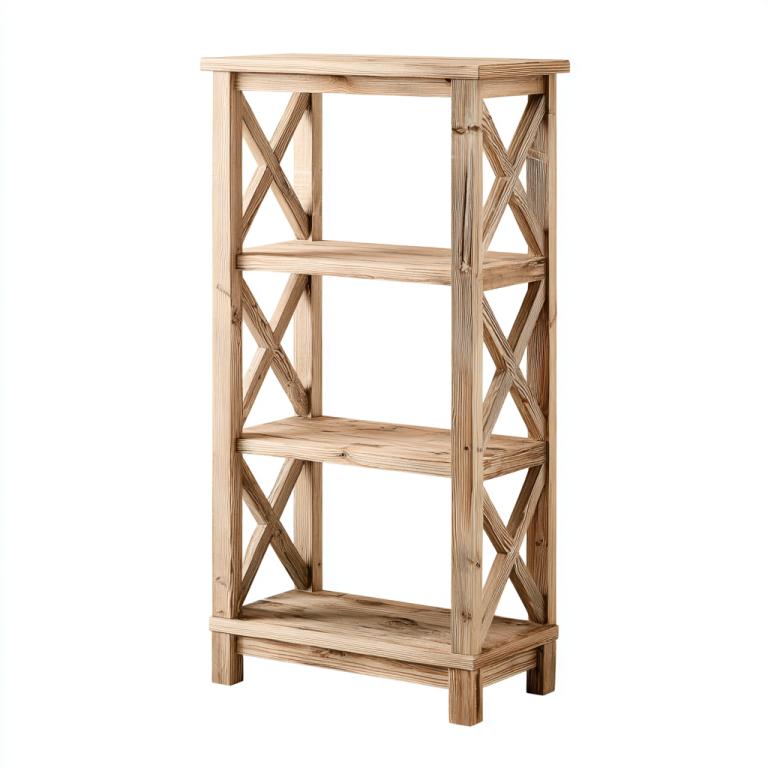 Estantería Rústica de Madera Maciza con Lateral Cruzado – 3 Niveles StmasteStyle