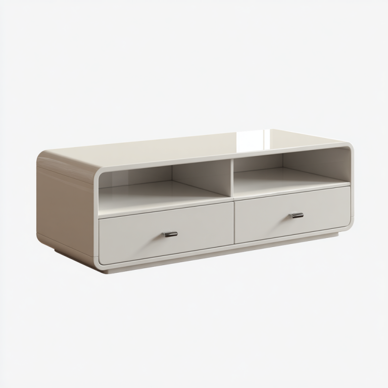 Mueble de TV Moderno en Blanco Brillante con Cajones – StmasteStyle