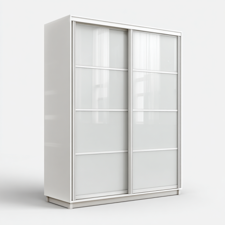 Armario Blanco con Puertas Correderas de Vidrio – StmasteStyle 180x60x210cm Estilo Moderno